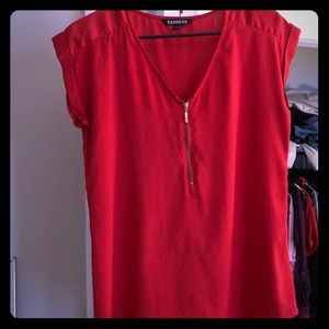 Red blouse with zipper